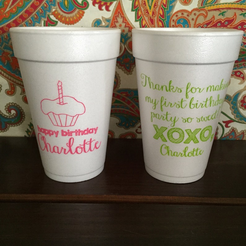 Custom Styrofoam Cups 1st Birthday Cups Etsy