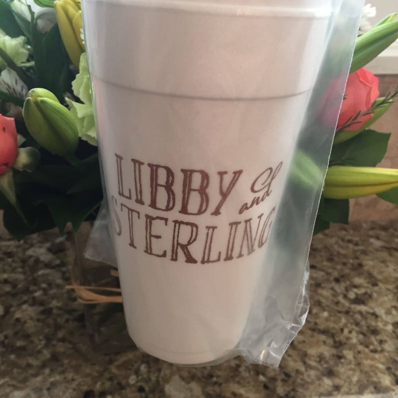 Custom Styrofoam Cups Names Wedding Etsy