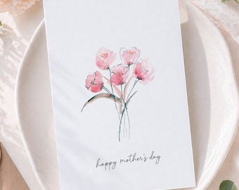 Printable Mother’s Day Card, Digital Download Card for Mom, Minimal Floral Greeting Card, Tulip card, Instant Download (Digital Download)