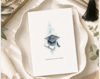 Biglietto di laurea stampabile, Biglietto per laureati, Biglietto di laurea universitario, Biglietto di diploma di scuola superiore, Download digitale, Biglietto di laurea ad acquerello