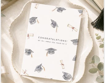 Printable Graduation Card, Graduate Card, College Graduation Card, High School Grad Card, Digital Download, Watercolor Graduation Card