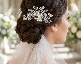 Pearl and crystal bridal hair accessory