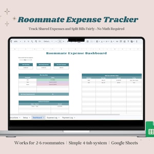 Utgiftsspårning för rumskamrater i Google Sheets | Kalkylblad för räkningsspårning | Delade räkningar och delade utgifter | Organisera lägenhet och hus