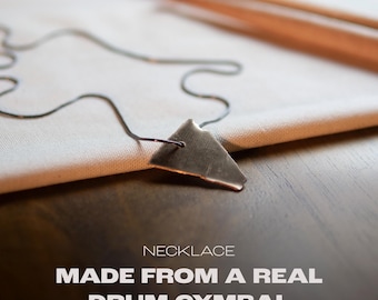 Collar de platillos de batería / Joyería artesanal para músicos hecha con platillos auténticos / Regalo para bateristas