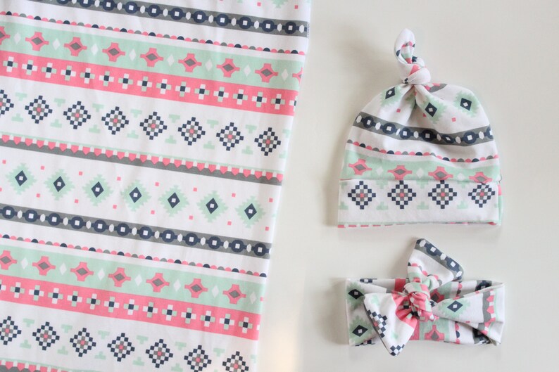 Baby Girl Swaddle and Headband Preemie Newborn Baby Girl Hat Etsy