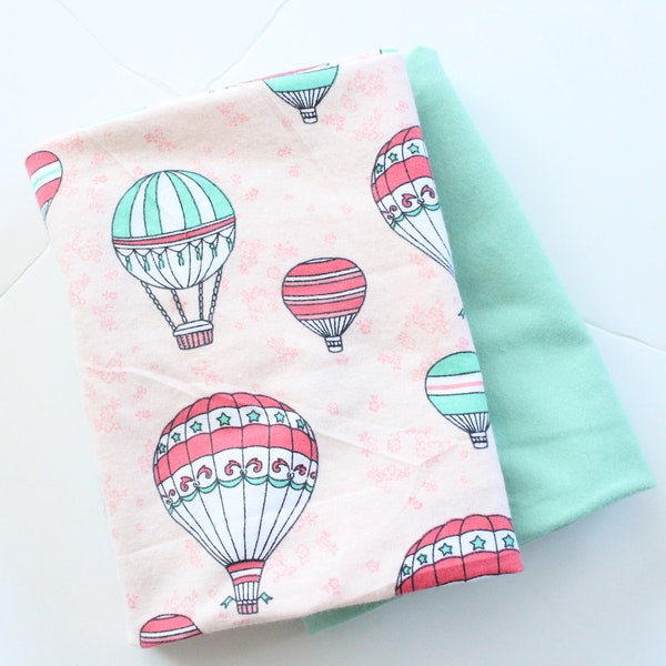 Rosa Heißluftballon Flanell Decke und Burp Tuch Set, Heißluftballons Baby Mädchen Empfang Decke rosa und Aqua Neugeborenen Swaddle Decke