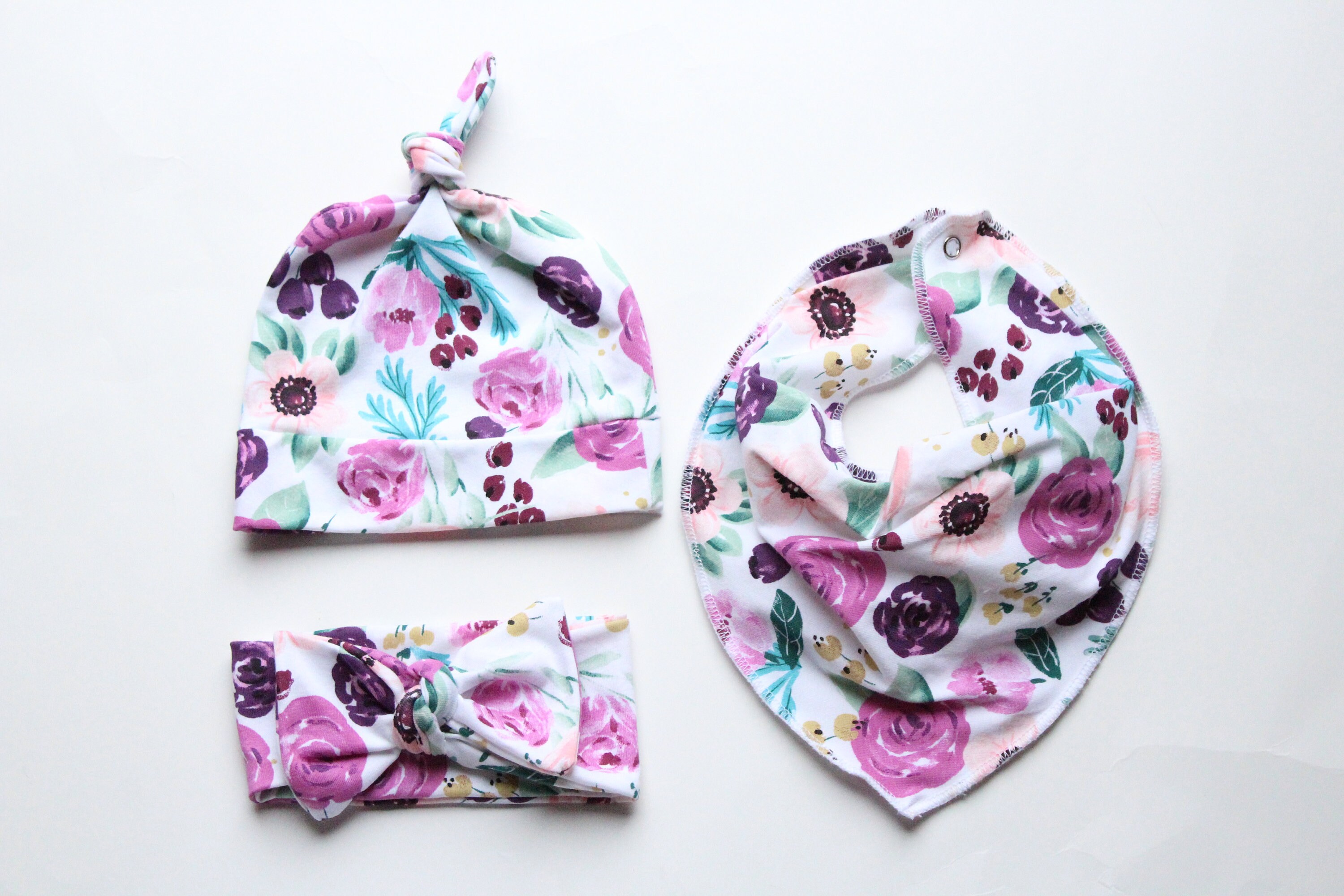 Watercolor Floral Swaddle Set/floral Swaddle Blanket/plum Etsy