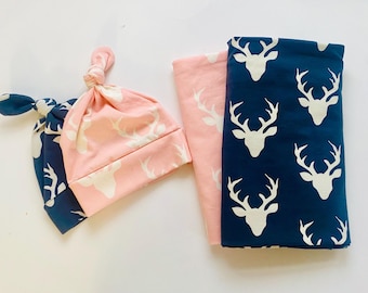 Conjunto de manta para gemelos, regalo para gemelos niño niña, regalo para baby shower de gemelos, accesorio para fotos, gorros para gemelos niño niña, prematuro/recién nacido, dólares azules rosados, para exteriores