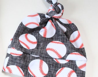 Gorra de béisbol anudada/Accesorio de béisbol para bebé/Regalo de béisbol para baby shower/Gorra de béisbol anudada/Gorra para prematuro/Gorra para recién nacido/Gorra de algodón para bebé/Gorra para recién nacido