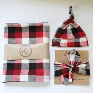 Buffalo plaid swaddle set hotsell