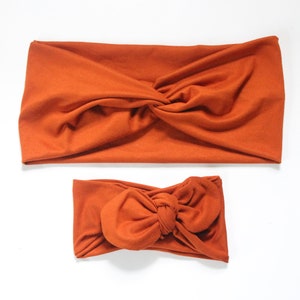 Burnt Orange Buttery Soft Knotted Headband/ Gift For Her, Mom and Me Headbands Baby Knotted Headband/Mother&#39;s Day Gift, Fall Headband