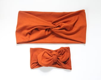 Diadema anudada suave mantecosa de naranja quemada / regalo para ella, mamá y yo diademas diadema anudada para bebés / regalo del Día de la Madre, diadema de otoño
