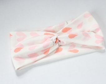 Pink Valentine Hearts Twisted Front Headband, Mommy & Me Headbands, Jersey Knit Turbant, Baby Girl Headband, Nurse Headband