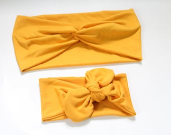 Diadema anudada suave con mantequilla amarilla de caléndula / regalo para ella, mamá y yo diademas diadema anudada para bebés / regalo del día de la madre, diadema de verano