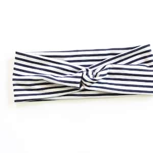 Bandeau pour infirmières/bandeau tordu/bandeau de scrunch/bandeau rayé/cadeau pour elle/cadeau pour les infirmières/bandeau noir et blanc pour les femmes