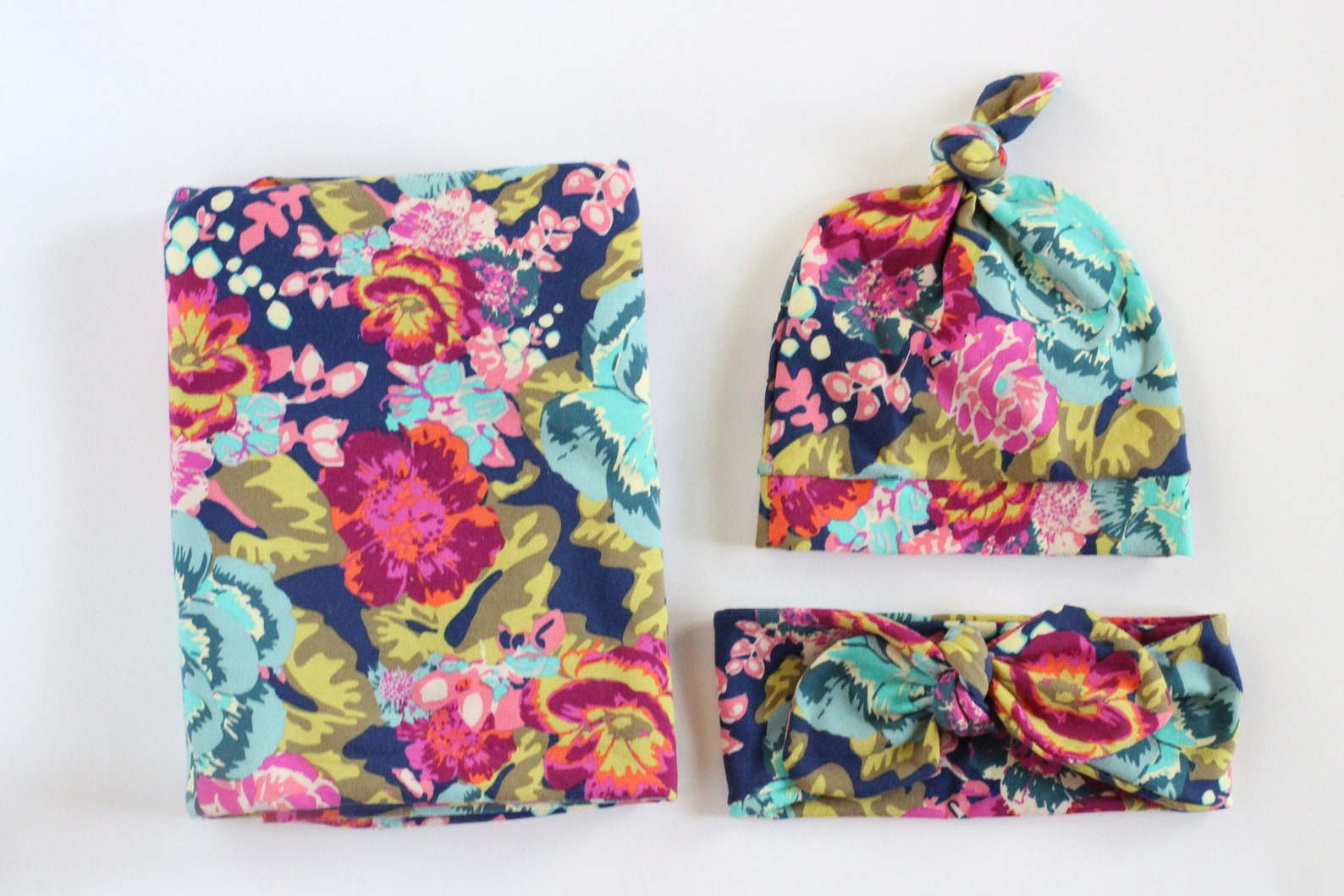Navy Hat & Swaddle Set
