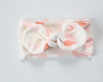 Pink Valentine Hearts Top Knotted Headband, Mommy & Me Headbands, Jersey Knit Tie Knot Headband, Baby Girl Headband, Nurse Headband