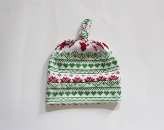 Conjunto de sombreros navideños / Sombrero de bebé de género neutro / Sombrero de Navidad anudado / Sombrero de Navidad prematuro / Sombrero de Navidad para recién nacidos / Búfalo de vacaciones a cuadros