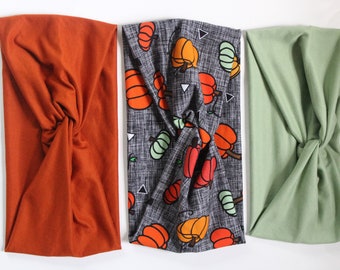 Conjunto de diadema con parte delantera retorcida de moda para otoño/Diadema para mamá y yo en color calabaza/salvia/naranja quemado/Diadema suave/Diadema para niña, Diadema para niña pequeña