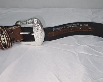 Nocona Belt Co. Mens Top Hand Western Belt Size 42 Black Brown Leather N2475701