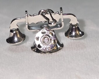Vintage P&B Sterling Silver 3D Rotary Telephone Mechanical Moving Charm Pendant