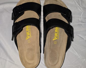 Viking Comfort Revolution Black 2-Strap Cork Sandal Slides Men's EU 43 US 9.5-10