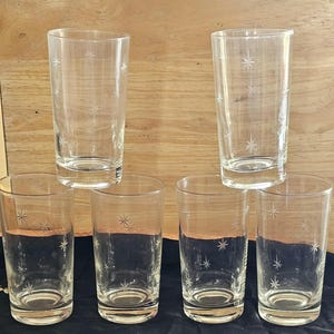 Libbey Starburst Etched Iced Tea Glasses – MCM Atomic Star Tumblers (Set of 6)