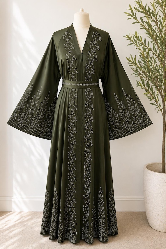 Luxury Layali Embellished Abaya Dress, Eid Outfit, Modest Maxi Dress, Dubai Kaftan, Elegant Islamic Clothing, Occasion Wear