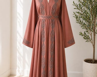 Elegant Embellished TikTok Abaya: Islamic Evening Dress with Hijab