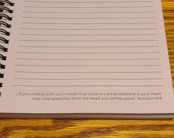 Christian Journal/Bible Verse on each page/Spiral Faith Notebook/Jesus/God/Prayer Journal/Bible Study/Sermon Notes/Scripture/ESV/Soft Cover