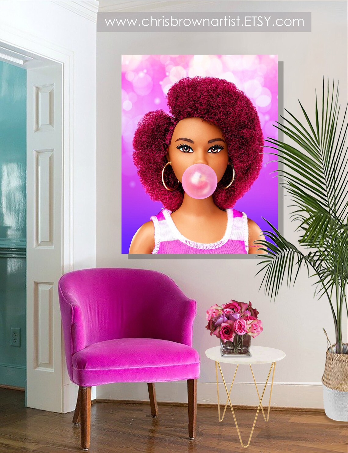 Barbie Art bubble Gum Barbie of Color Contemporary Etsy