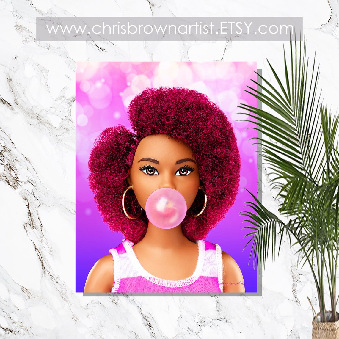 Barbie Art bubble Gum Barbie of Color Contemporary Etsy