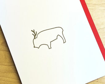 Buffalo Reindeer Minimalist Holiday Christmas Card