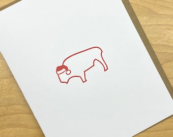 10 Pack Buffalo Santa Minimalist Holiday Christmas Card