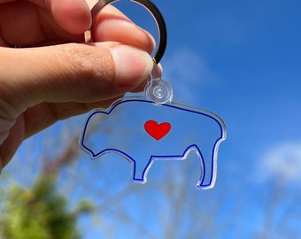 Buffalo Love Heart Key Fob Keychain