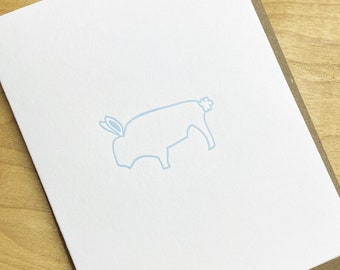 Buffa-Bunny Card, Buffalo Bunny, Funny Easter, Punny Easter, Letterpress Stationery, Basket Stuffer