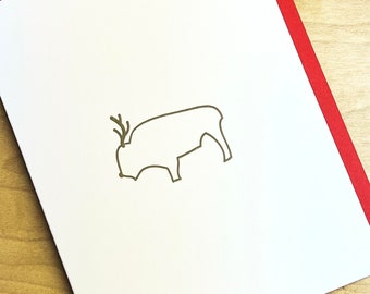 10 Pack Buffalo Reindeer Minimalist Holiday Christmas Card