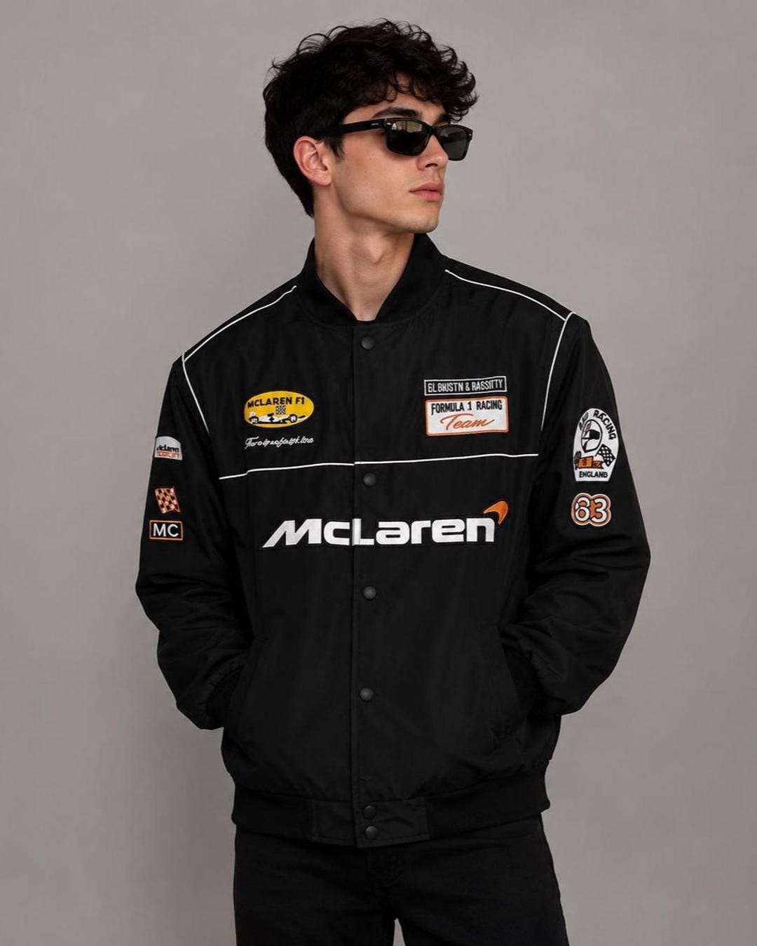 Formula One Racer Jacket Mclaren Formula 1 Racing Jacket Vintage F1 Team Bomber Jacket Black ...