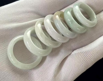 Natural Burmese Jade Jadeite Band Rings, Width about 6mm, Size 7-10