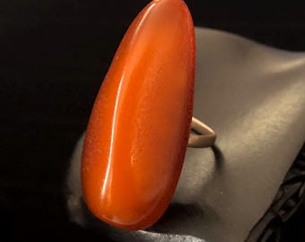 European Poland Vintage Natural Baltic Amber Ring, US Size 6