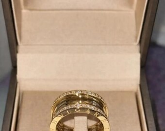 Anillo ancho chapado en oro de 18 quilates, anillo llamativo de plata S925, joyería vintage atrevida.