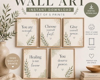 Self Love Wall Art Set | You Are Enough, Healing Quotes Print (Digital Download)