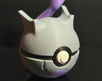Mewtwo Inspired Pokeball - 3D Printed Collectible with Clickable Button