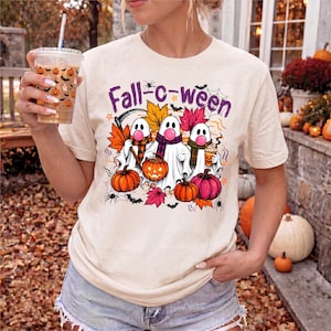 Pumpkin Ghost Shirt, Fall-O-Ween Friends Matching Tee, Spooky Kid Shirt, Trick or Treat Sweater, Ghost Graphic Shirt, Spooky Vibe Sweatshirt