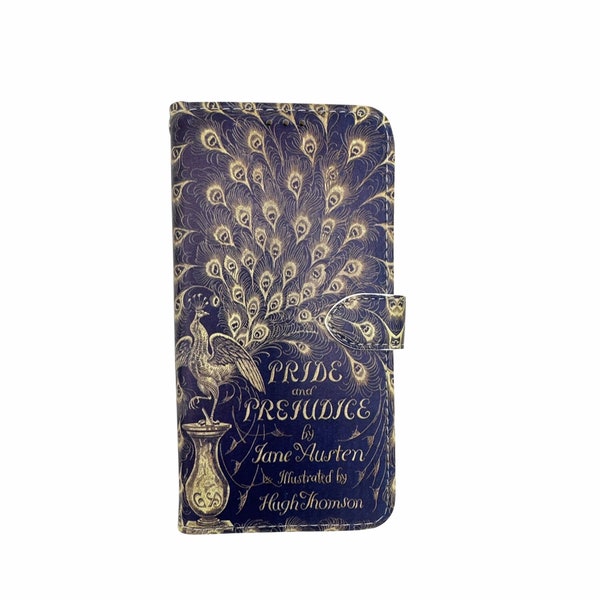 Book phone /iPhone flip Wallet case-Pride and Prejudice for  iPhone and Samsung Galaxy and Note - Pride and Prejudice Peacock