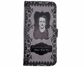 Book phone /iPhone flip Wallet case- Edgar Allan Poe for  iPhone X 8 7 6 5, 6 7 & 8 plus, Samsung Galaxy S9 S8 S7 S6 S5 Note 7 8 9 LG, Sony