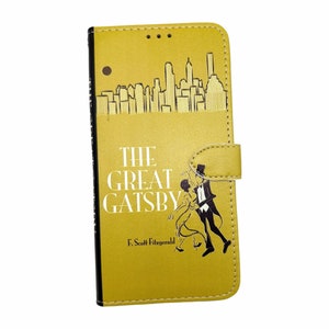 Funda tipo libro para teléfono con tapa tipo billetera - El Gran Gatsby Amarillo - para iPhone y Samsung