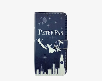 Book phone /iPhone flip Wallet case- Peter Pan for iPhone X, 8, 7, 6, 6 7 & 8 plus, 5 5s 5c, Samsung Galaxy S9 S8 S7 S6 Note  7 8 9 LG