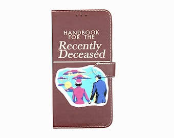iPhone flip Wallet case- Handbook Recently Deceased for  iPhone X, 8, 7, 6, 6 7 & 8 plus, 5, 5s, 5c, Galaxy  S9 S8 S7 S6, S5 , Note 5, 8, 9