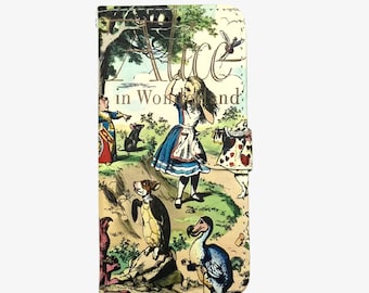 Book phone /iPhone flip Wallet case- Alice in Wonderland for  iPhone and Samsung Galaxy and Note